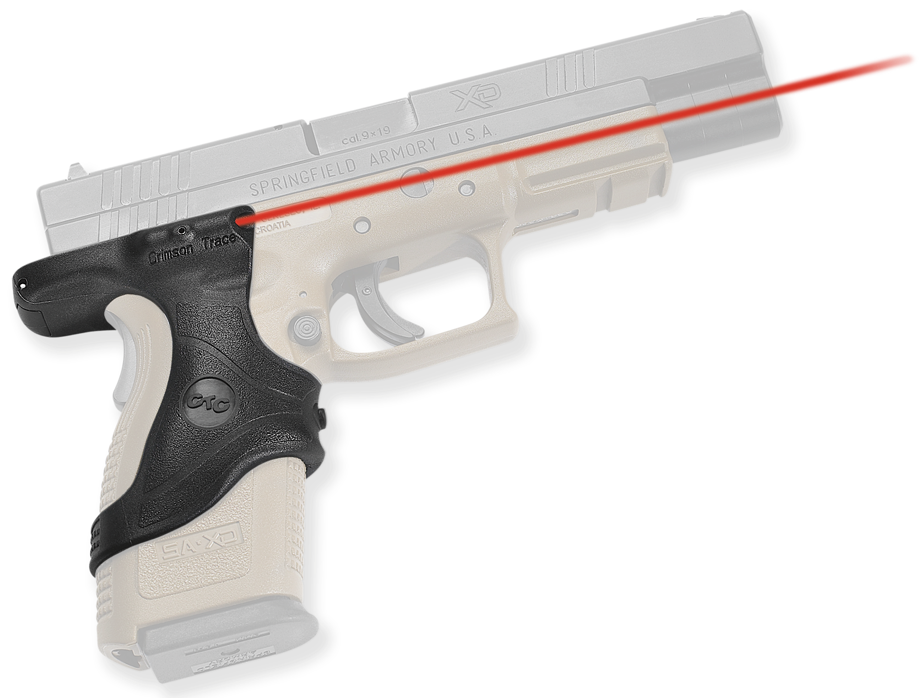 Crimson Trace Front Activation Laser Grip for Springfield Armory XD9 and XD40 Pistols, Black - LG-446
